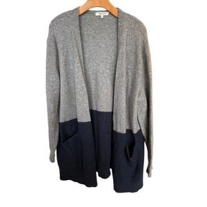 Madewell Merino/Alpaca Wool Blend Colorblock Cardigan Sweater Gray Navy - Size L